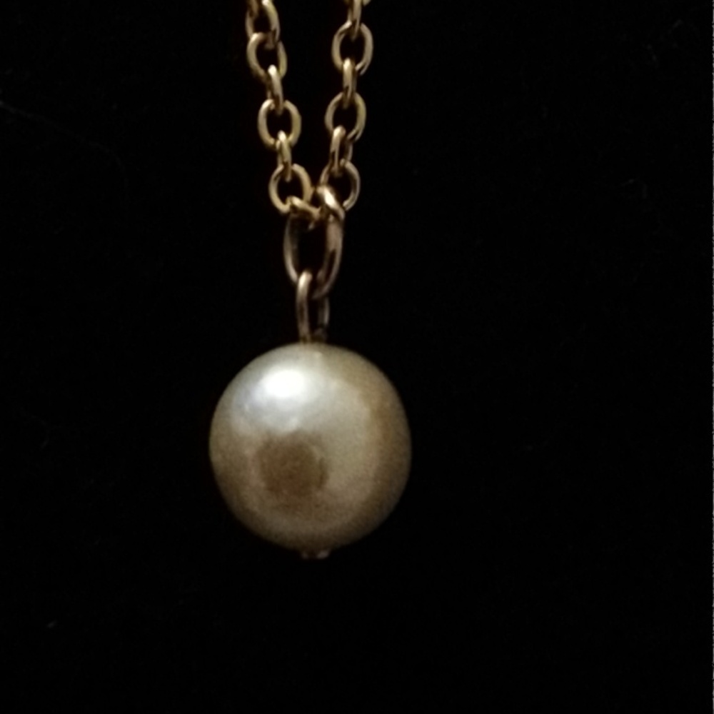 Vintage 1980's Gold Over Silver & Faux Baroque Pearl Earrings W MatchingNecklace - Picture 6 of 7